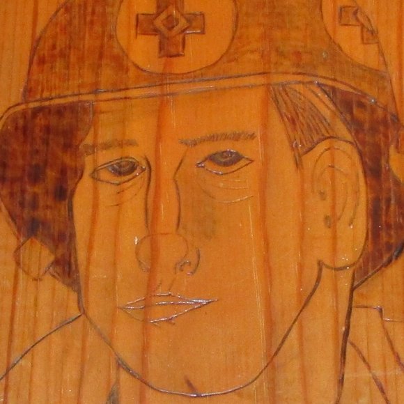 Original Woodburning = Soldier In A Cemetary - Picture 3 of 5